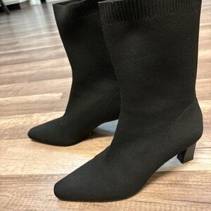 H&M Elegant Black Knit Heeled Boots
